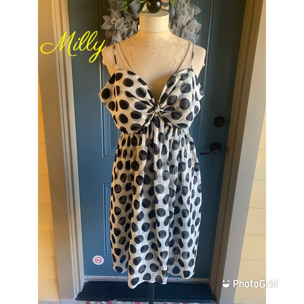 Gorgeous Vintage MILLY Silk Black & Polka Dot Baby Doll Dress 4